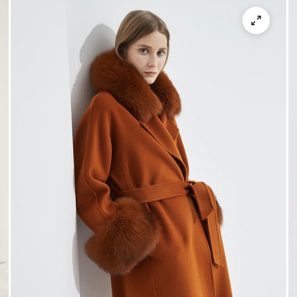 Pissenlit Wool+Cashmere, fox fur coat. S - Picture 1 of 15